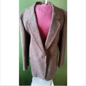 ****SOLD VTG Lands End Scottish Wool Houndstooth Blazer 12